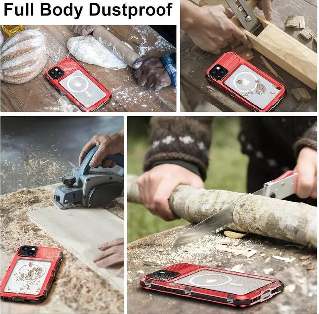 Alt view image 6 of 7 - Waterproof Case for iPhone 15 6.1 inch, Built-in [Screen Protector] [IP68 Water Proof] [14FT Military Grade Shockproof], Metal Full Body Aluminum Protective Drop Protection Cover for iPhone 15 6.1"