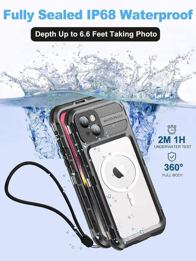 Alt view image 2 of 7 - Waterproof Case for iPhone 15 Plus 6.7 inch, Built-in Screen Protector, [IP68 Water Proof] [14FT Military Grade Shockproof] Metal Full Body Aluminum Protective Drop Protection Cover for iPhone 15 Plus