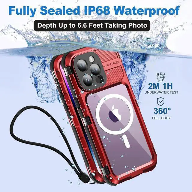 Alt view image 2 of 7 - Waterproof Case for iPhone 15 Pro 6.1 inch, Built-in [Screen Protector] [IP68 Water Proof] [14FT Military Grade Shockproof], Metal Full Body Aluminum Protective Drop Protection Cover for iPhone 15 Pro