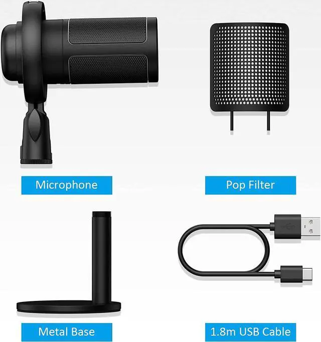 Alt view image 7 of 7 - Gaming Microphone, Condenser Mic on Mac/PS4/PS5, USB Microphone for PC with RGB Control, Touch Mute, Gain knob & Monitoring Jack for Recording, Streaming, Podcasts, YouTube, Twitch (Black)
