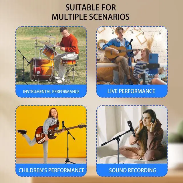 Alt view image 4 of 7 - Adjustable microphone stand, suitable for guitar and drum performances.