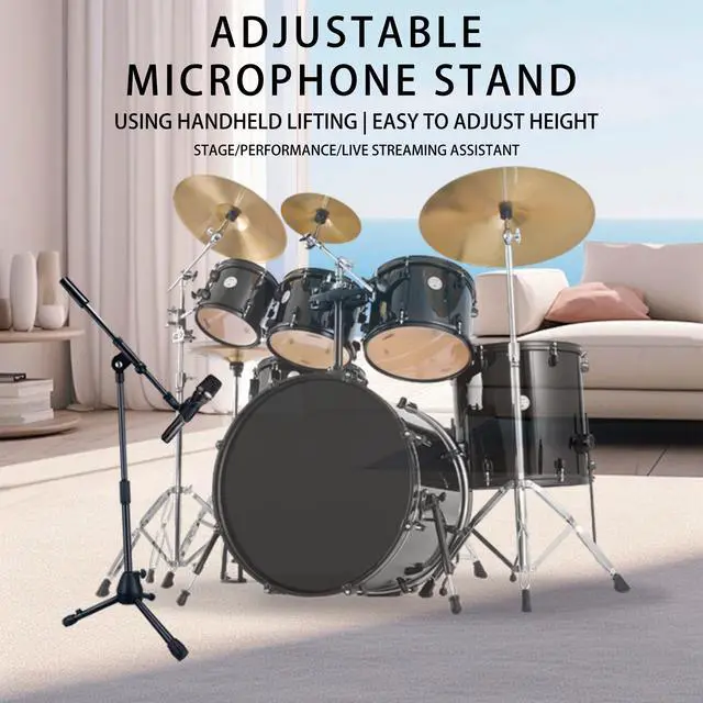 Alt view image 6 of 7 - Adjustable microphone stand, suitable for guitar and drum performances.