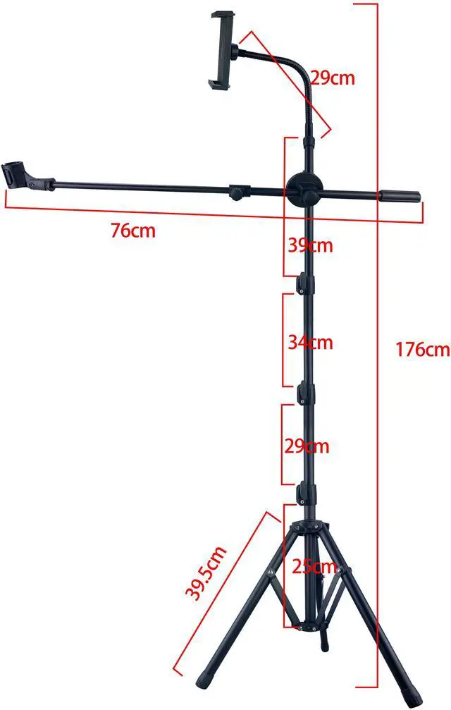 Alt view image 7 of 7 - Mic Stand,6 In 1 Microphone Stand Floor Boom Mic Stand Support Boom Gooseneck Mic Clips Tablet Phone Holder Free Switching With Mic Stand Bag