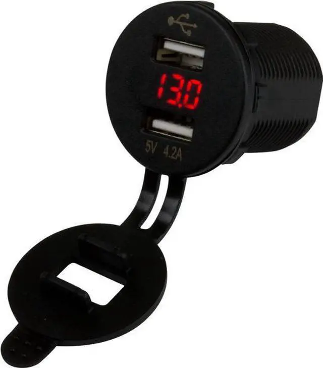 Alt view image 4 of 6 - Sea-Dog Dual USB Socket/Voltmeter w/Hidden Display