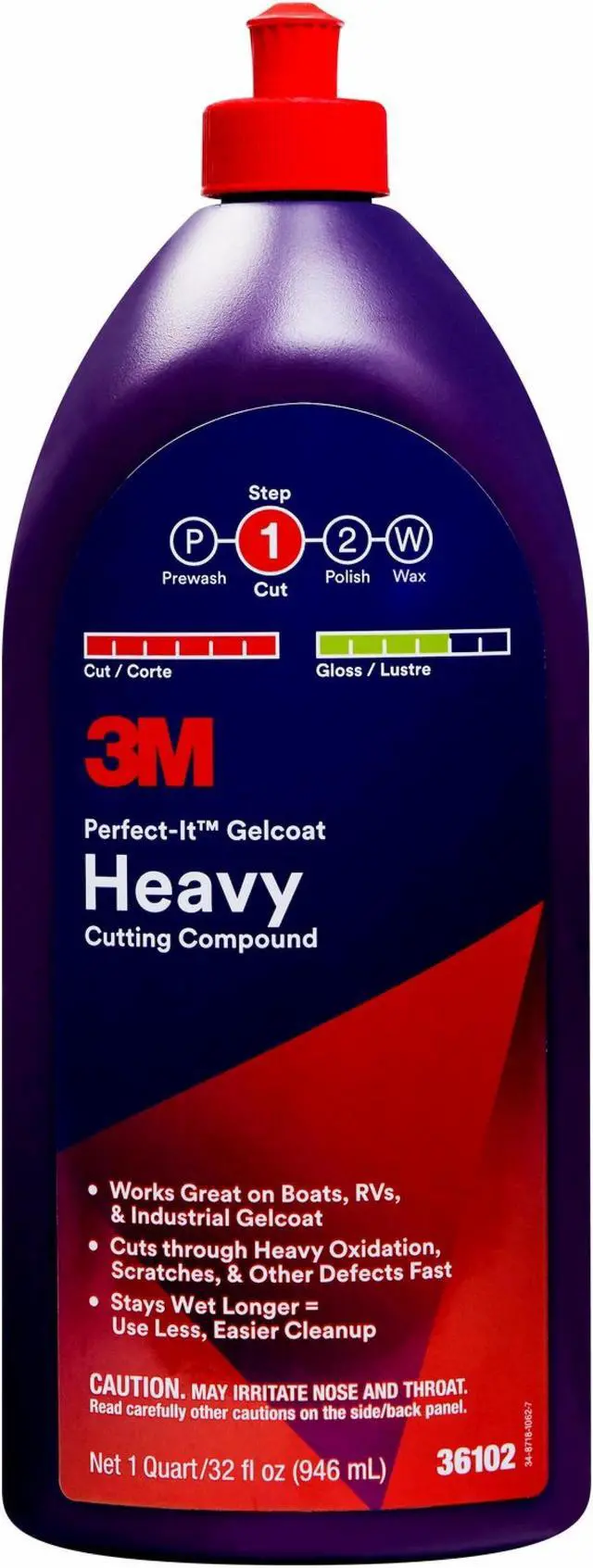 Alt view image 8 of 8 - 3M Perfect-It Gelcoat Heavy Cutting Compound, 36102, 1 Quart, Fiberglass Oxidation Remover for Boats and RVs