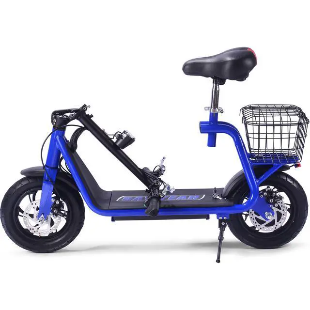 Alt view image 7 of 10 - MotoTec Metro 36v 350w Lithium Electric Scooter Blue