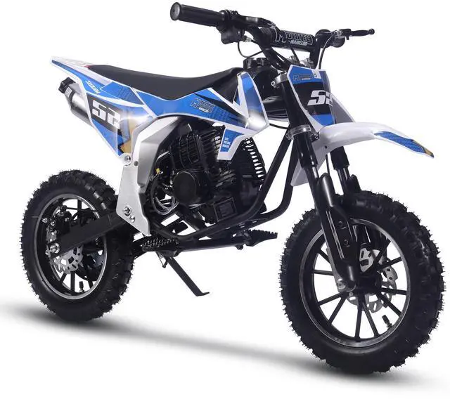 Alt view image 4 of 8 - Warrior 52cc 2-Stroke Kids Gas Dirt Bike Blue