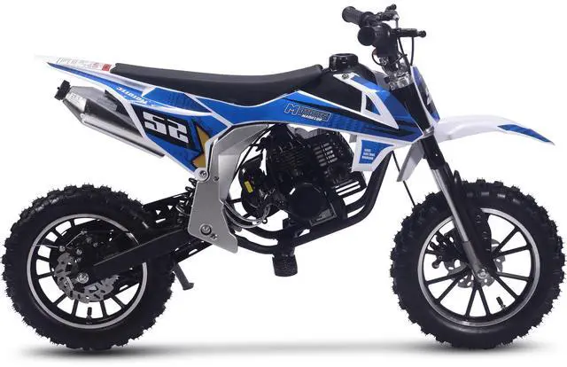 Alt view image 5 of 8 - Warrior 52cc 2-Stroke Kids Gas Dirt Bike Blue