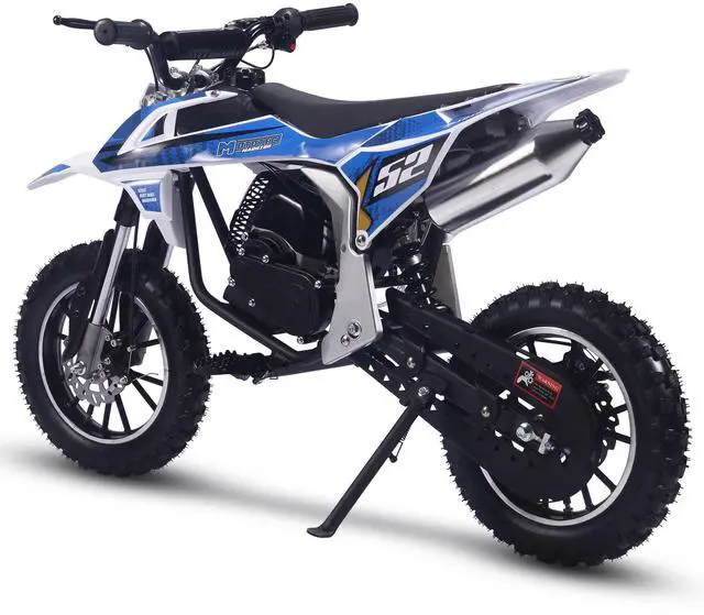 Alt view image 7 of 8 - Warrior 52cc 2-Stroke Kids Gas Dirt Bike Blue