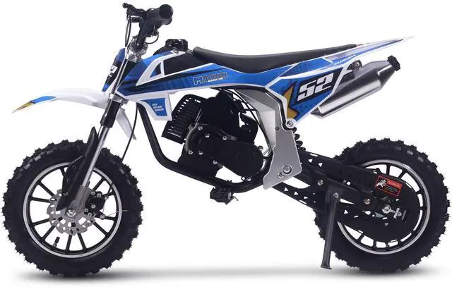 Alt view image 8 of 8 - Warrior 52cc 2-Stroke Kids Gas Dirt Bike Blue
