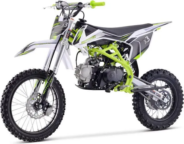 Alt view image 9 of 13 - MotoTec X3 125cc 4-Stroke Gas Dirt Bike Green