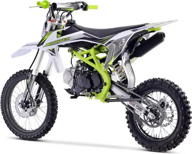 Alt view image 10 of 13 - MotoTec X3 125cc 4-Stroke Gas Dirt Bike Green