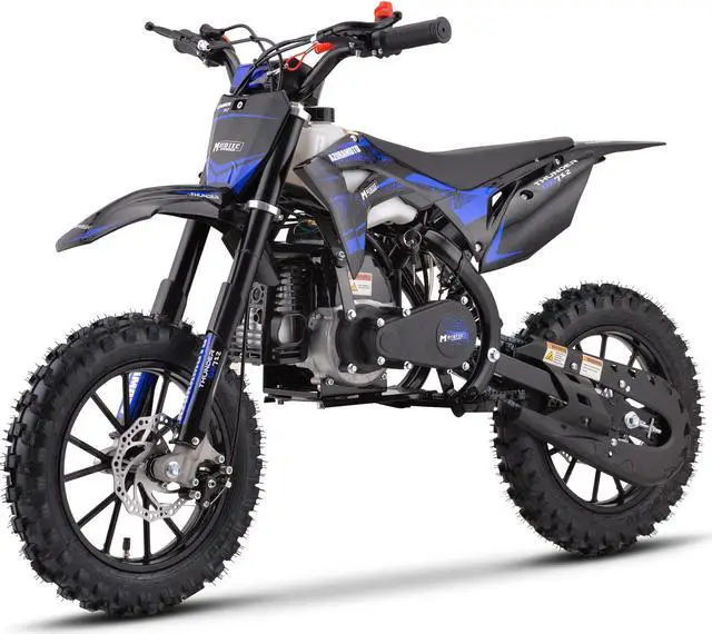 Alt view image 12 of 12 - MotoTec Thunder 50cc 2-Stroke Kids Gas Dirt Bike Blue