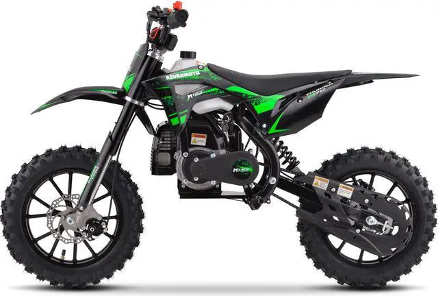 Alt view image 8 of 12 - MotoTec Thunder 50cc 2-Stroke Kids Gas Dirt Bike Green
