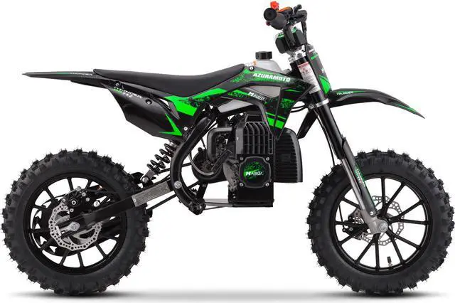 Alt view image 10 of 12 - MotoTec Thunder 50cc 2-Stroke Kids Gas Dirt Bike Green