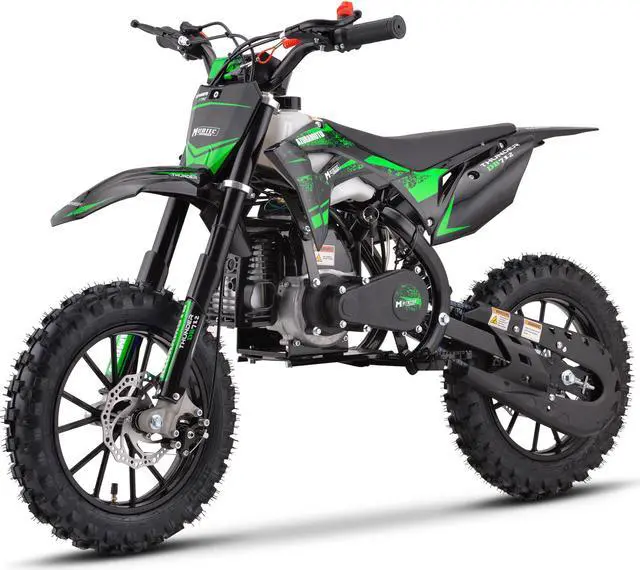 Alt view image 12 of 12 - MotoTec Thunder 50cc 2-Stroke Kids Gas Dirt Bike Green