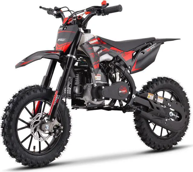 Alt view image 12 of 12 - MotoTec Thunder 50cc 2-Stroke Kids Gas Dirt Bike Red