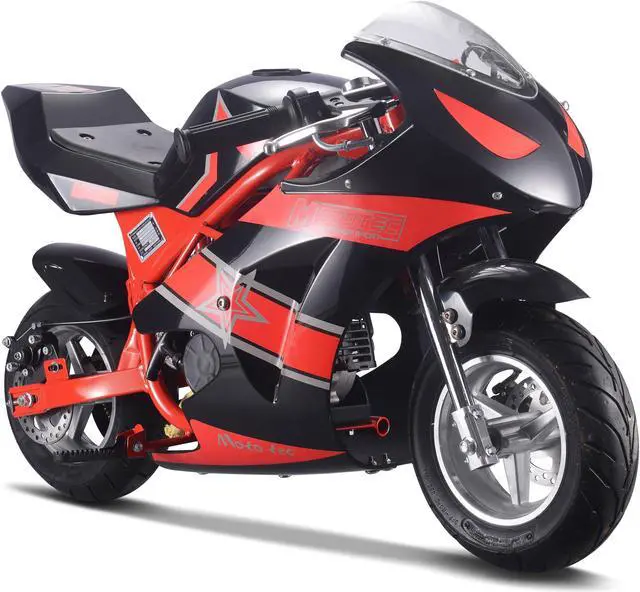 Alt view image 9 of 14 - MotoTec MT-Gas-GT-Red Gas Pocket Bike GT 49CC 2 Stroke - Red