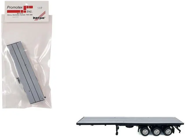 Alt view image 8 of 9 - 40ft 3-Axle Flatbed Trailer Gray Top 1/87 (HO) Plastic Model by Promotex