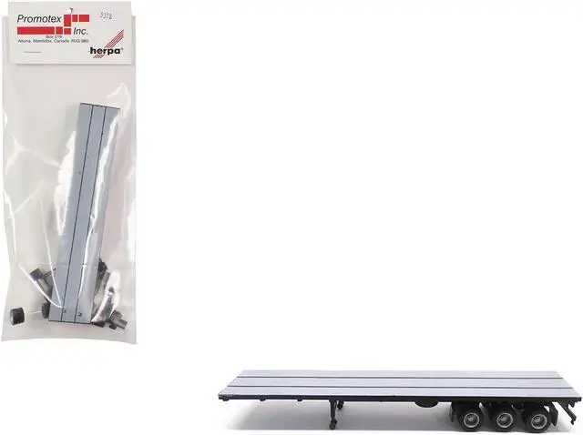Alt view image 9 of 9 - 48ft 3-Axle Flatbed Trailer Gray Top 1/87 (HO) Plastic Model by Promotex