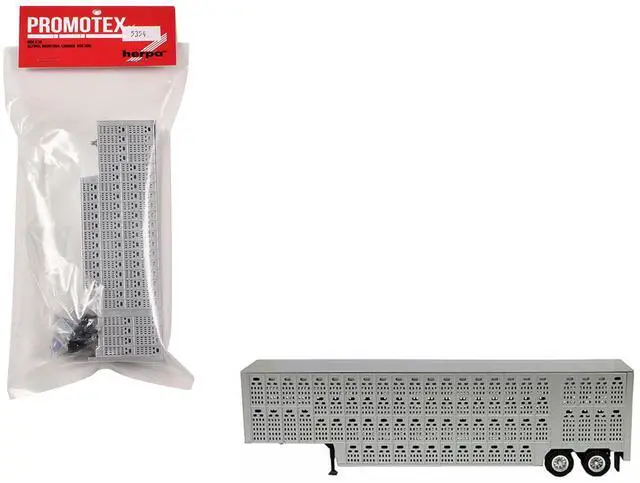Alt view image 9 of 9 - Livestock Trailer Silver 1/87 (HO) Plastic Model by Promotex