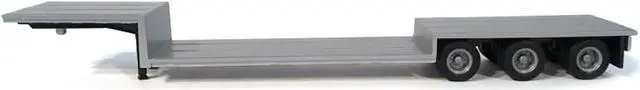 Alt view image 7 of 9 - 3-Axle Double-Drop Flatbed Trailer Silver Top 1/87 (HO) Plastic Model by Promotex