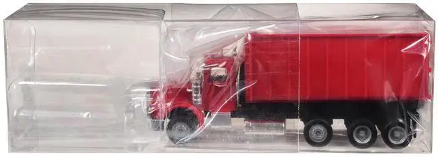 Alt view image 9 of 9 - Peterbilt 367 Roll-Off Dump Truck Red with Red Box 1/87 (HO) Plastic Model Car by Promotex