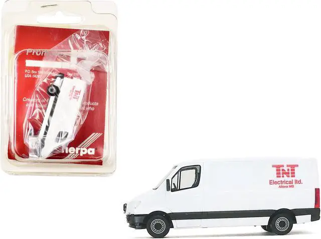 Alt view image 9 of 9 - Mercedes-Benz Sprinter Van White "TNT Electrical Ltd." 1/87 (HO) Plastic Model Car by Promotex