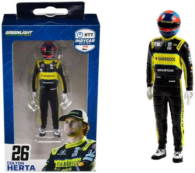 Alt view image 4 of 4 - "NTT IndyCar Series" #26 Colton Herta Driver Figure "Gainbridge - Andretti Autosport" for 1/18 Scale Models by Greenlight