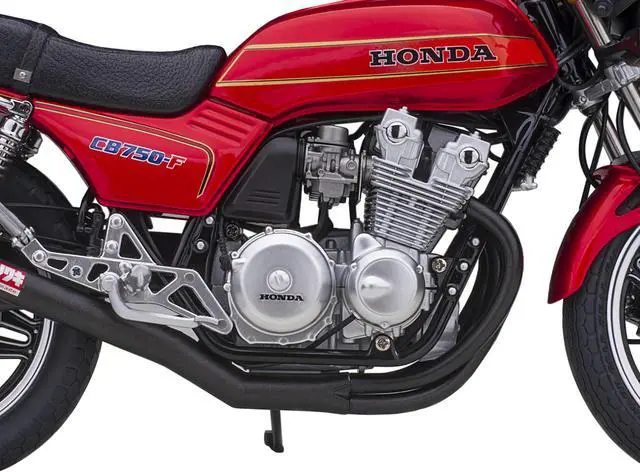 Alt view image 9 of 11 - Honda CB750F Motorcycle Red with Helmet "Baribari Legend" (1986) OVA 1/12 Model by Autoart