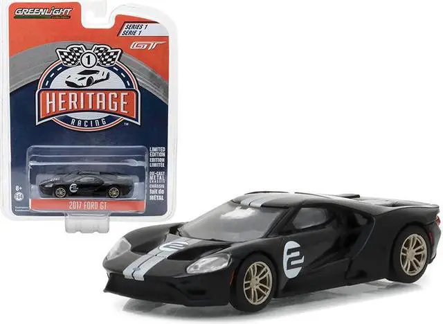 Alt view image 2 of 2 - 2017 Ford GT Black #2 - Tribute to 1966 Ford GT40 MK II #2 Racing Heritage Series 1 1/64 Diecast Model Car by Greenlight