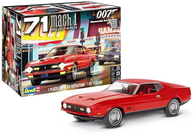Alt view image 7 of 11 - Level 4 Model Kit 1971 Ford Mustang Mach 1 James Bond 007 "Diamonds Are Forever" (1971) Movie 1/25 Scale Model by Revell