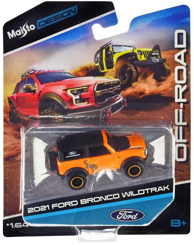 Alt view image 2 of 2 - 2021 Ford Bronco Wildtrak Orange Metallic with Black Top "Off-Road" "Maisto Design" Series 1/64 Diecast Model Car by Maisto