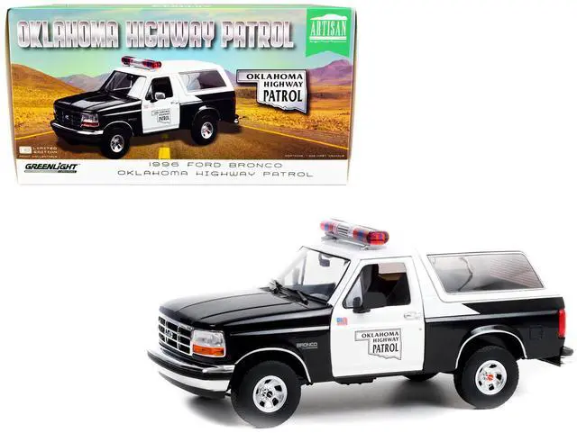 Alt view image 8 of 8 - 1996 Ford Bronco Police Black and White Oklahoma Highway Patrol "Artisan Collection" 1/18 Diecast Model Car by Greenlight