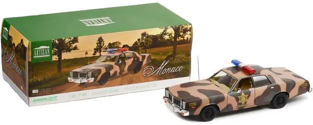 Alt view image 7 of 7 - 1978 Dodge Monaco Brown Camouflage "Hazzard County Sheriff" 1/18 Diecast Model Car by Greenlight