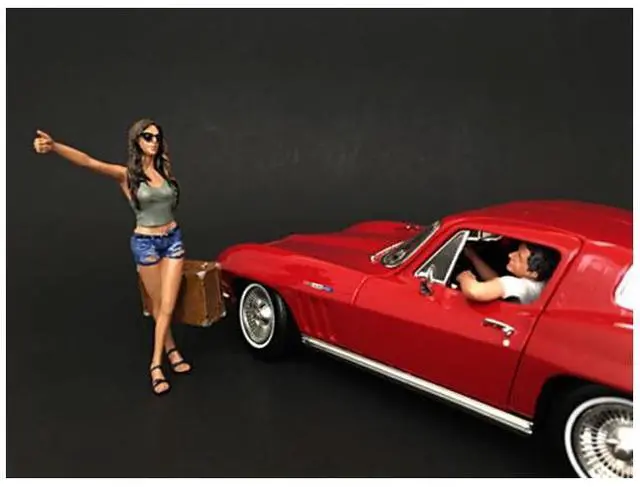 Alt view image 10 of 10 - Hitchhiker 2 piece Figurine Set (Green Shirt) for 1/18 Scale Model Cars by American Diorama