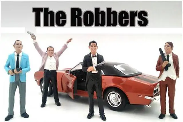 Alt view image 7 of 7 - "The Robbers" 4 Piece Figure Set For 1:24 Scale Models by American Diorama