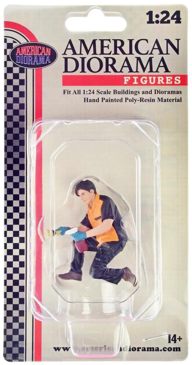 Alt view image 6 of 6 - "Detail Masters" Figure 1 (Wheel Cleaning) for 1/24 Scale Models by American Diorama
