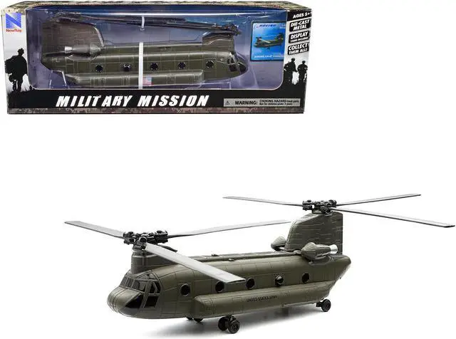 Alt view image 2 of 2 - Boeing CH-47 Chinook Aircraft "United States Army" Olive Drab "Military Mission" Series 1/60 Diecast Model by New Ray