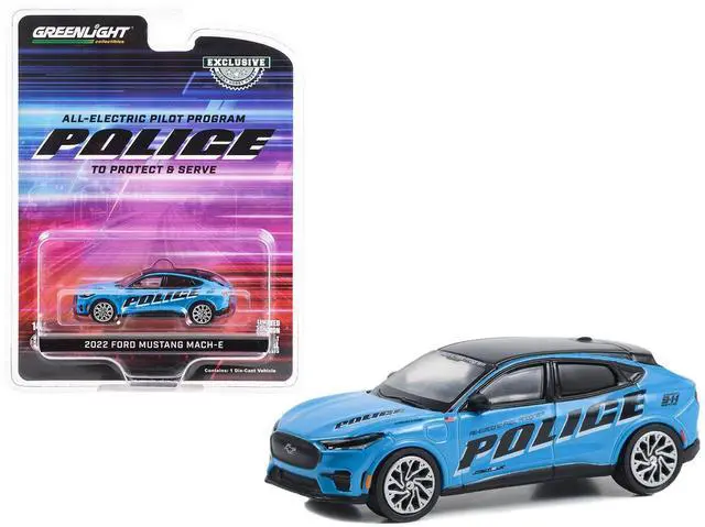 Alt view image 4 of 4 - 2022 Ford Mustang Mach-E Police Blue with Black Top "All-Electric Pilot Program Vehicle" 1/64 Diecast Model Car by Greenlight