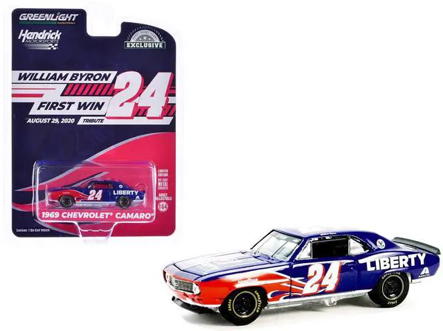 Alt view image 5 of 6 - 1969 Chevrolet Camaro #24 "William Byron" Blue with Flame Graphics "Hobby Exclusive" Series 1/64 Diecast Model Car by Greenlight