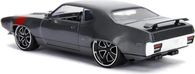 Alt view image 7 of 11 - 1972 Plymouth GTX 440 Metallic Gray with Red Stripe "Bigtime Muscle" 1/24 Diecast Model Car by Jada