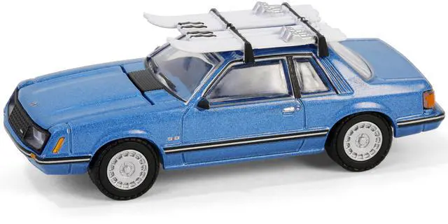 Alt view image 6 of 6 - 1981 Ford Mustang Ghia Coupe Blue Glow Metallic with Ski Roof Rack "Hobby Exclusive" Series 1/64 Diecast Model Car by Greenlight