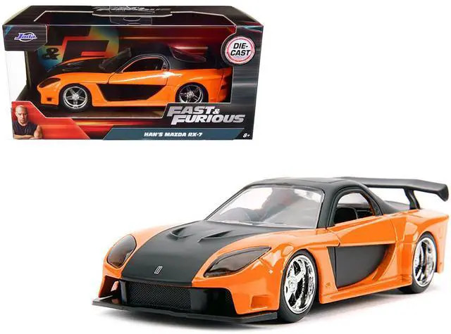Alt view image 6 of 7 - Han's Mazda RX-7 RHD (Right Hand Drive) Orange Metallic and Black "Fast & Furious" Movie 1/32 Diecast Model Car by Jada