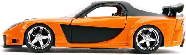Alt view image 7 of 7 - Han's Mazda RX-7 RHD (Right Hand Drive) Orange Metallic and Black "Fast & Furious" Movie 1/32 Diecast Model Car by Jada