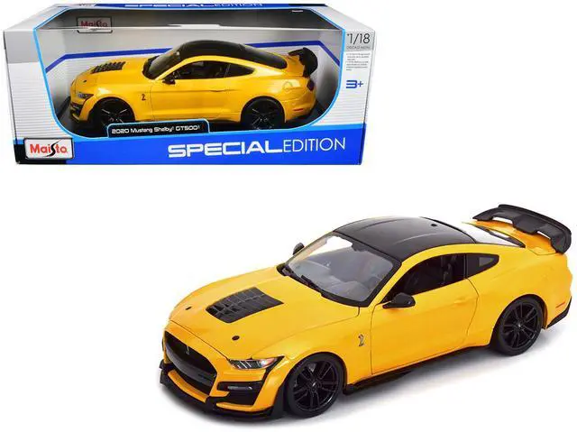 Alt view image 8 of 8 - 2020 Ford Mustang Shelby GT500 Yellow with Black Top "Special Edition" 1/18 Diecast Model Car by Maisto