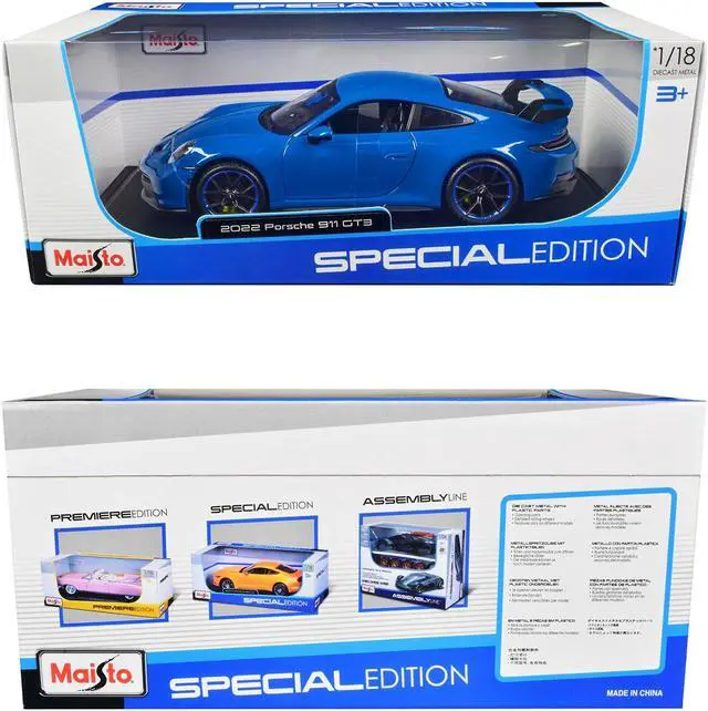 Alt view image 6 of 7 - 2022 Porsche 911 GT3 Blue "Special Edition" 1/18 Diecast Model Car by Maisto
