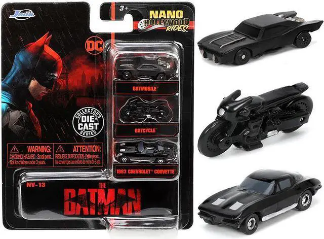 Alt view image 5 of 5 - "The Batman" (2022) Movie 3 piece Set "DC Comics" "Nano Hollywood Rides" Series Diecast Model Cars by Jada