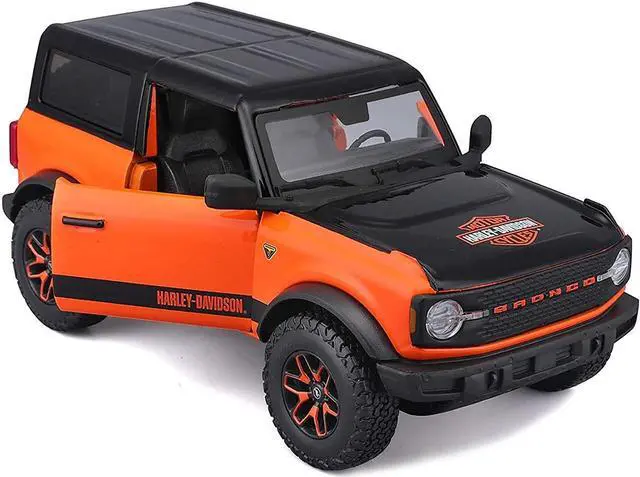 Alt view image 6 of 8 - 2021 Ford Bronco Badlands Orange and Black "Harley Davidson" "H-D Custom" Series 1/24 Diecast Model Car by Maisto