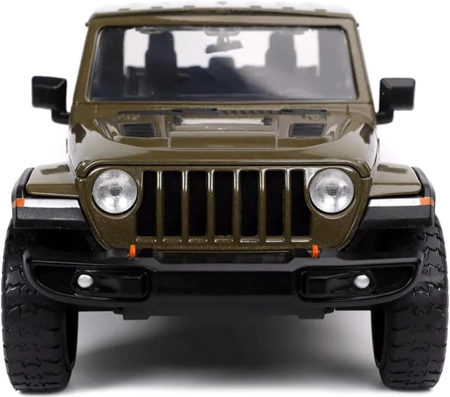 Alt view image 12 of 13 - 2020 Jeep Gladiator Rubicon Pickup Truck Dark Green Metallic with Extra Wheels "Just Trucks" Series 1/24 Diecast Model Car by Jada